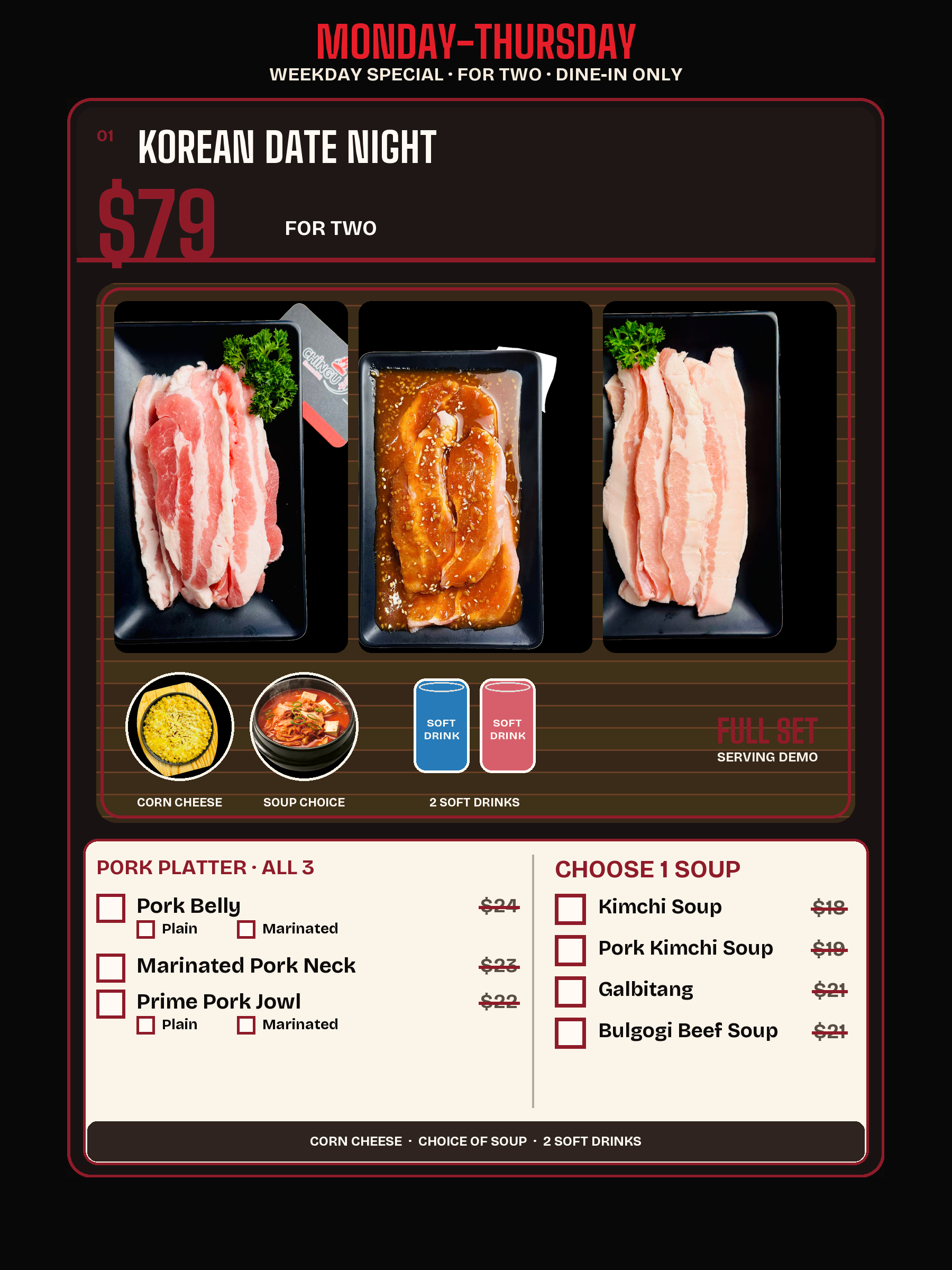 Korean Date Night Weekday Duo for two, $79